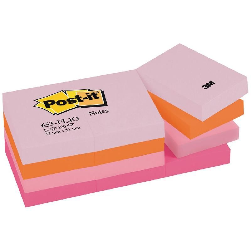 POST-IT® BLOC DE NOTES ADHÉSIVES - 38 X 51 MM - COULEURS VIVES (PRIX À L'UNITÉ)