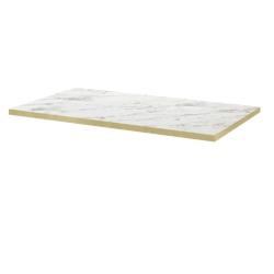 Restootab - Plateau 140x70 decor marbre calacata chants laiton - blanc Bois manufacturé PL-14070M-CALAC-LAI_0