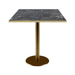 Restootab - Table 70x70cm Rome bistrot marbre noir brillant - noir fonte 3701665200893_0