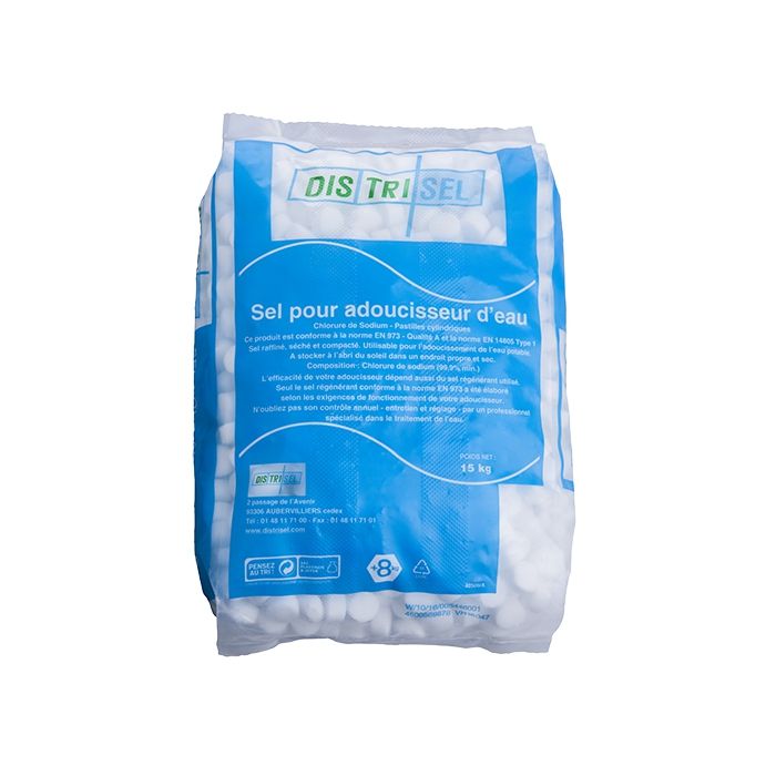 Sel pour adoucisseur d'eau - distrisel - pastilles sac 15kg_0