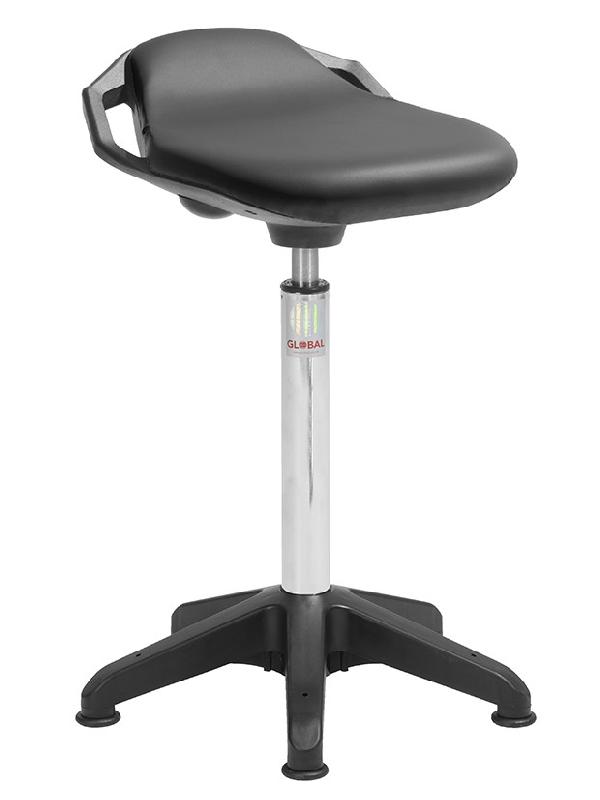 Siège assis-debout professionnel - Space Octopus imitation cuir noir - Avec patins - Ergonomique et adaptable_0