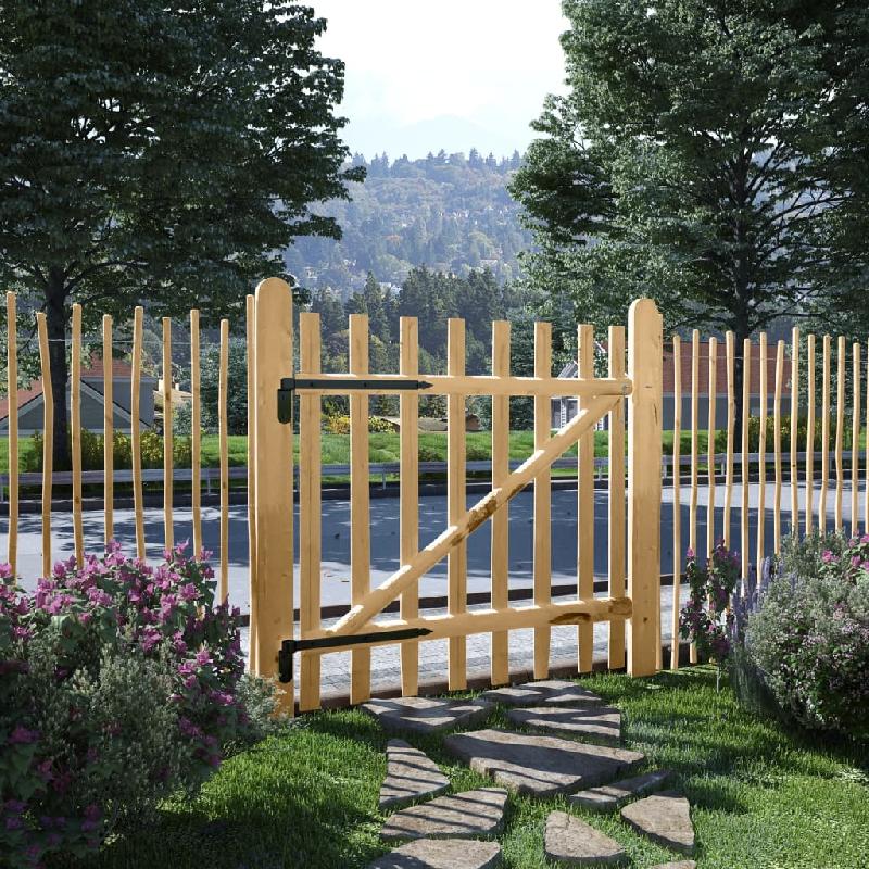 Vidaxl portillon simple de clôture bois de noisetier 100x100 cm 142591_0