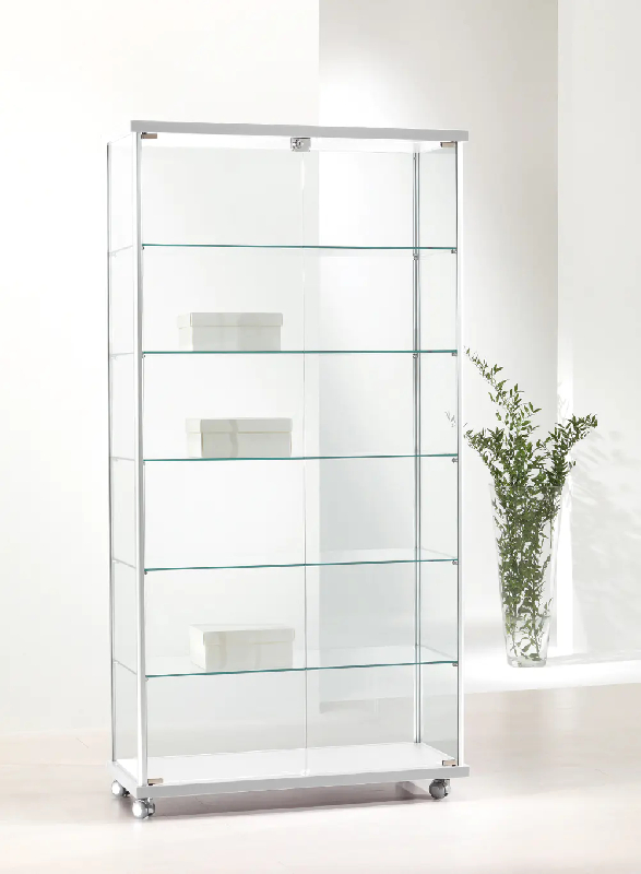 Vitrine fermeture à clé 93-ava - blanc poli_0