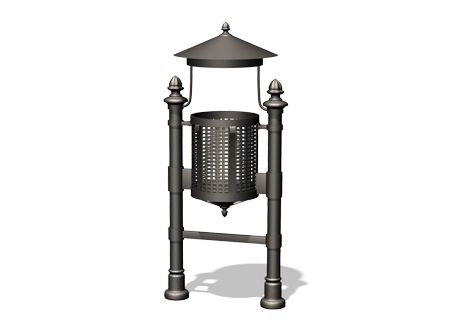 03.033.Ze - Poubelle publique Royal rétro - Zano - 30L avec chapeau protège-pluie_0