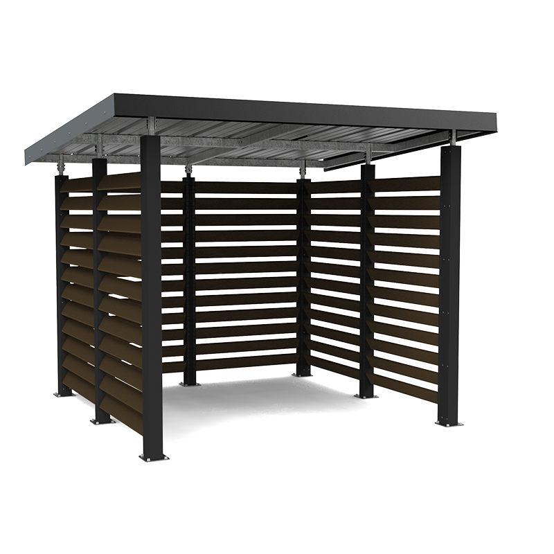 Abri de jardin ouvert - 3.3 x 3m - Montants noirs - Claustra 2.1m - AC-ABRI-10-OUV-2_0