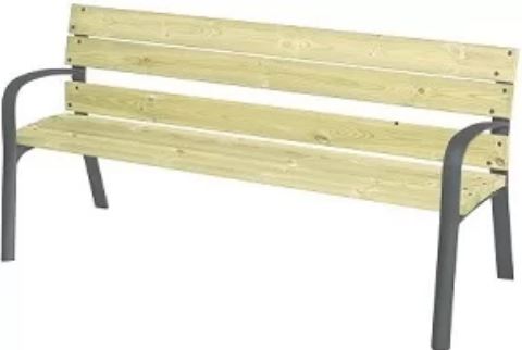 Banc public Modo en pin - 6 lames, 180 cm, piètement en fonte ductile, certifié FSC_0