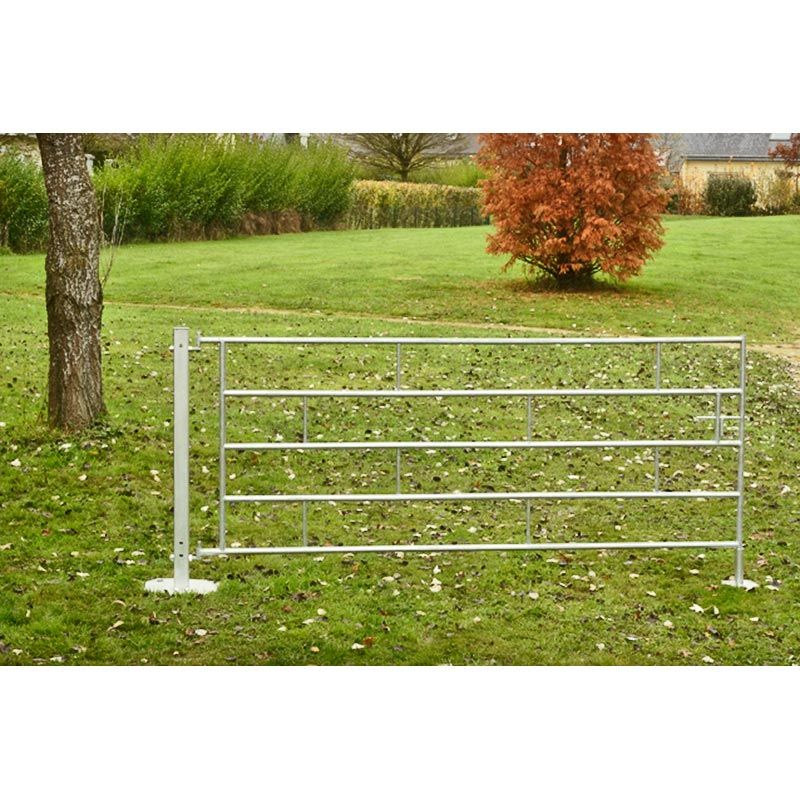 Barrière agricole - 5 lisses extensibles en acier galvanisé - Abrivert - diamètre 60.3mm - 6.5m à 7.5m_0