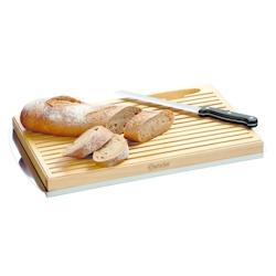 Bartscher Planche à pain en bois et acier inoxydable avec couteau   47,5 x 26 cm - marron C120100_0