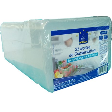 BOÎTE HERMÉTIQUE DE CONSERVATION RÉUTILISABLE 1.35 L (VENDU PAR 25)