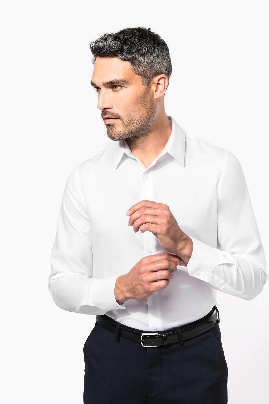 Chemise ajustée manches longues sans repassage - 100% coton micro sergé - Réf: K522_0