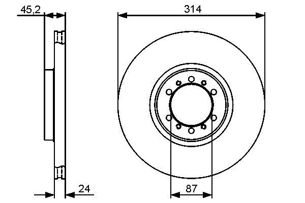 Disque de frein Bosch 0986479469 - ventilé, avant, boîte de 2 disques, 6 trous_0