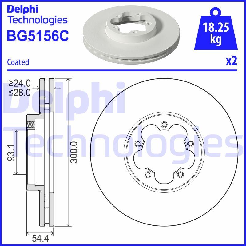 Disque de frein ventilé - Delphi BG5156C - boîte de 2 pour montage avant_0