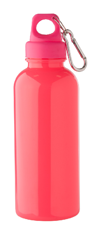 Gourde en plastique - 600 ml - avec mousqueton - couleur fuchsia_0