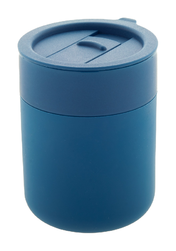 Mug de voyage en céramique - silicone bleu - 300 ml avec couvercle en plastique PP_0