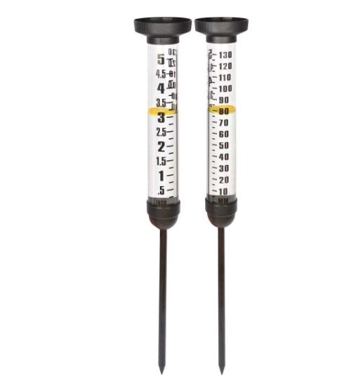 Pluviomètre TH86/021 - Gradué jusqu'à 130mm - Diam. 12cm x Haut. 105cm - 0,29kg - Plastique résistant_0
