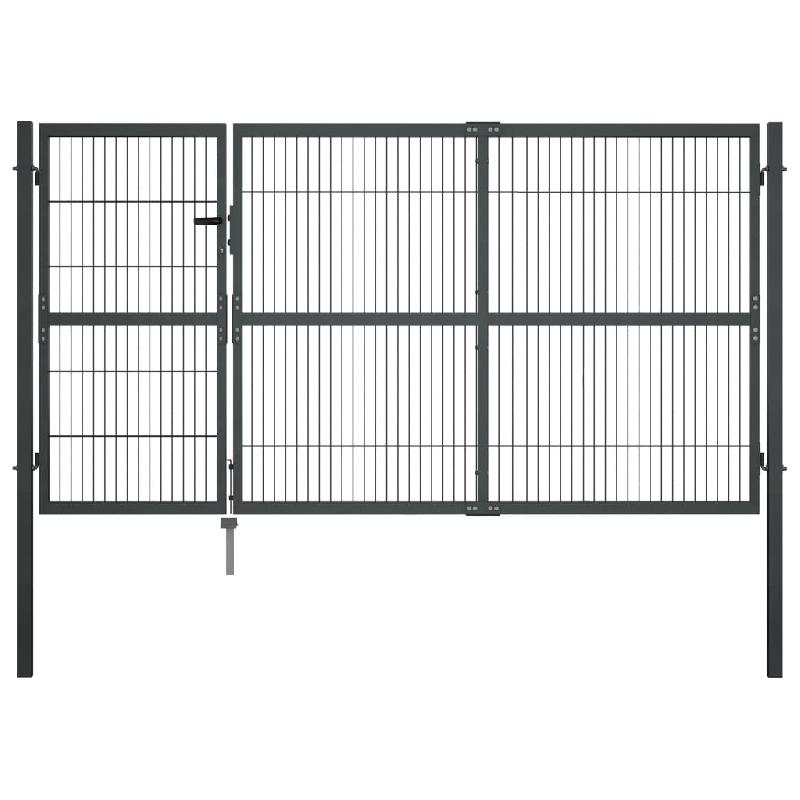 Vidaxl portillon avec poteaux acier 350 x 140 cm anthracite 144401_0