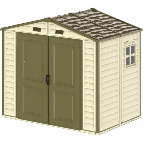 ABRI DE JARDIN PVC WOODSTYLE + KIT DE FONDATION ET KIT 1 FENÊTRE - 4,13 M² DURAMAX