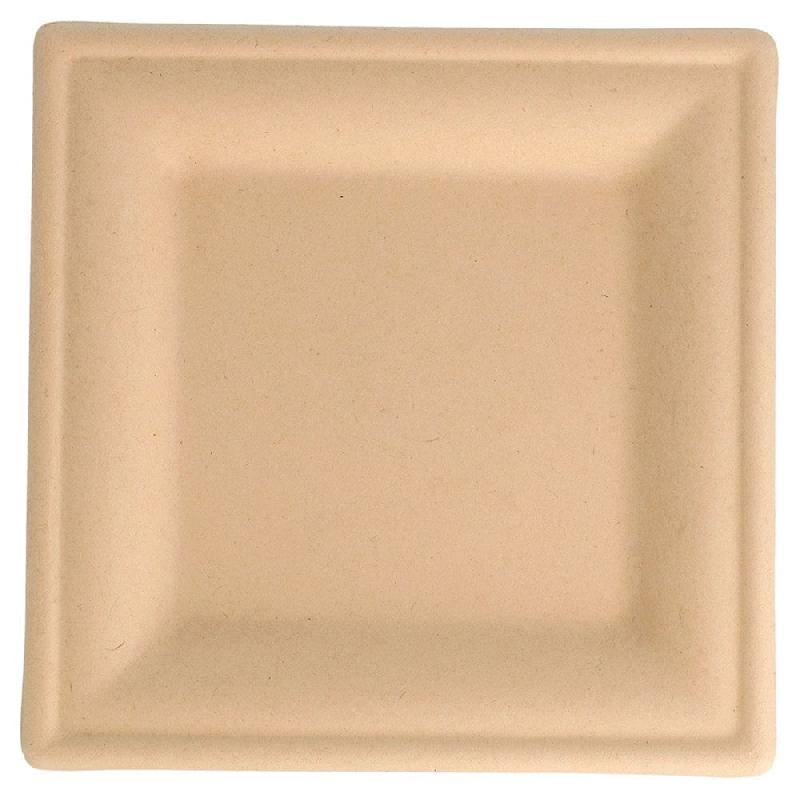 Assiette carrée bagasse naturel 16x16x1cm - par 1000_0