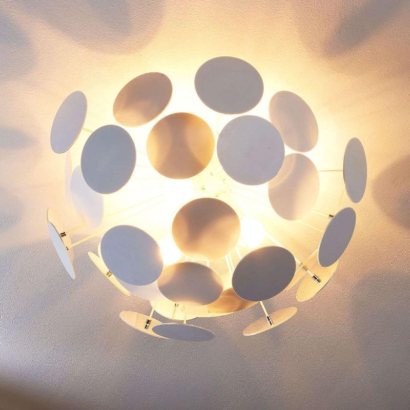 PLAFONNIER LINDBY KINAN, Ø 54 CM, BLANC, MÉTAL, E14