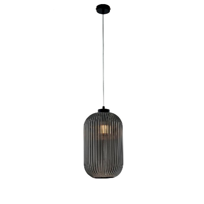 BeLight Suspension Krizia fer noir, câble réglable, verre soufflé miroir gris décor surélevé, 1 lumière, look sophistiqué - gris 8057724582048_0