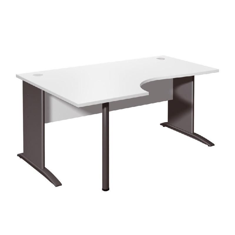 BUREAU COMPACT RETOUR À GAUCHE EVOLUTION 2 - L. 160 X P. 110 CM - PLATEAU 'GRIS' - PIEDS L 'GRIS'.