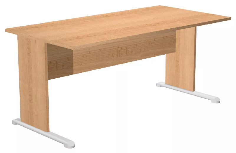 Bureau droit en 'L' So Presto - 120 x 80 cm - Pied panneau, Alu, Aulne, finition anti-rayures et anti-reflets_0