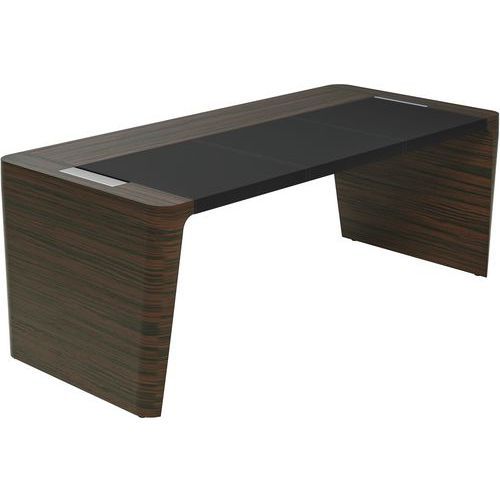 BUREAU X10 210 X 100 X 76 ÉBÈNE INSERT CUIR NOIR - QUADRIFOGLIO