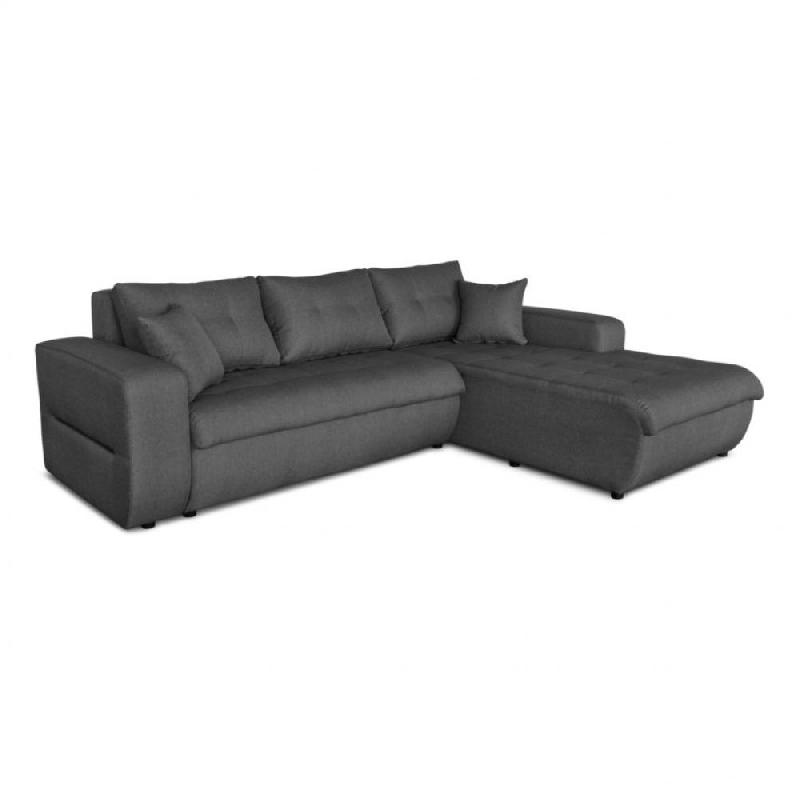 Canapé d'angle à droite convertible ZELI gris foncé - design scandinave avec coffre de rangement et coussins d'appoint_0