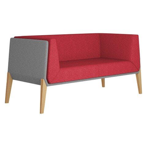 CANAPÉ GAIA - 2 PLACES TISSU GRIS/ROUGE