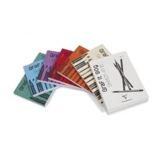 Clairefontaine Lot de 10 Bloc agrafé GRAF IT de 80 feuilles de papier croquis blanc, 90 g/m², A5, couvertures assorties - 3329680966213_0