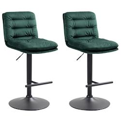 CLP Lot de 2 tabourets de bar Damar velours Vert/Noir - vert textile 325663_0