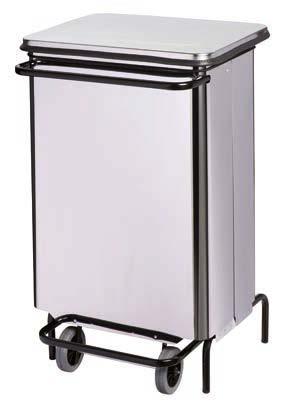 Conteneur mobile à pédale - porte frontale - inox AISI 430 - 70L - roues en caoutchouc_0