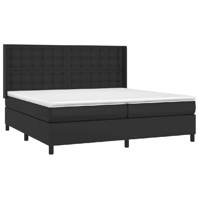 Décoshop26 - Cadre de lit LED avec sommier tête de lit matelas 200x200cm synthétique noir TDL0209139 - noir 3001676347762_0