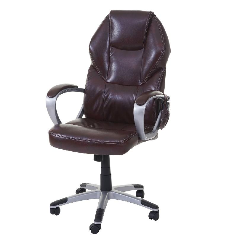 Décoshop26 - Fauteuil de bureau sur roulettes avec fonction massage chauffage pivotante en synthétique bordeaux 04_0001918 - 3000355532697_0