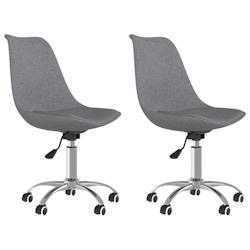 Décoshop26 - Lot de 2 chaises de salle à manger siège pivotant hauteur réglable en tissu gris clair DEC025233 - gris 3000255144112_0