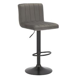 Décoshop26 - Tabouret de bar x1 pivotant hauteur réglable assise surpiqué en velours gris et métal noir 10_0004999 - gris 3000252402857_0
