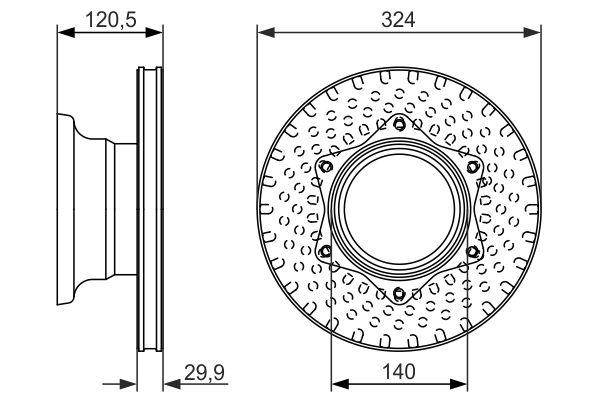 Disque de frein ventilé Bosch 0986479600 - Arrière - 6 trous - Épaisseur 29,9 mm_0