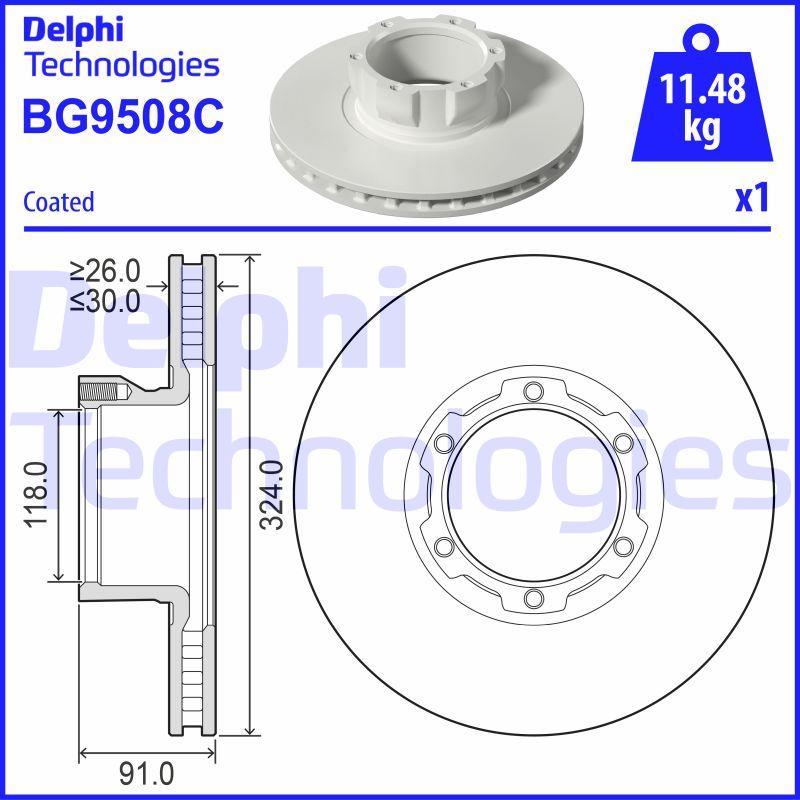 Disque de frein Delphi BG9508C - ventilé - côté avant_0