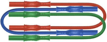 JEU DE 3 CORDONS DE MESURE DE SÉCURITÉ M-M DIAM.4MM, 1M, 1.5MM2, 1XROUGE, 1XVERT, 1XB - PJPKITCORDONRVB