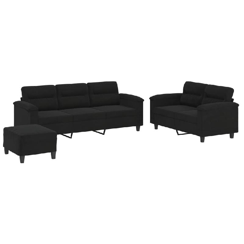 Ensemble de canapés 3 pcs avec coussins noir tissu microfibre Modèle Zervessa - 8721012073142_0