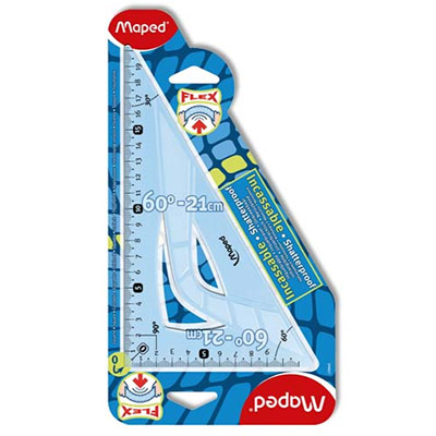 ÉQUERRE A 60 DEGRES MAPED - PLASTIQUE INCASSABLE - LONGUEUR 21 CM