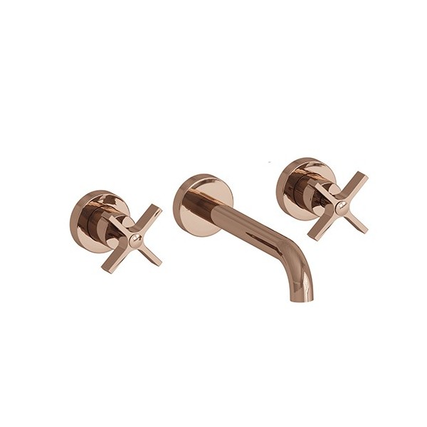LAVABO CROSS ROAD SMALL 3 TROUS + VIDAGE SANS MECANISME OR ROSE ROBINETTERIE CROSS ROAD - CRISTINA ONDYNA CR24246P