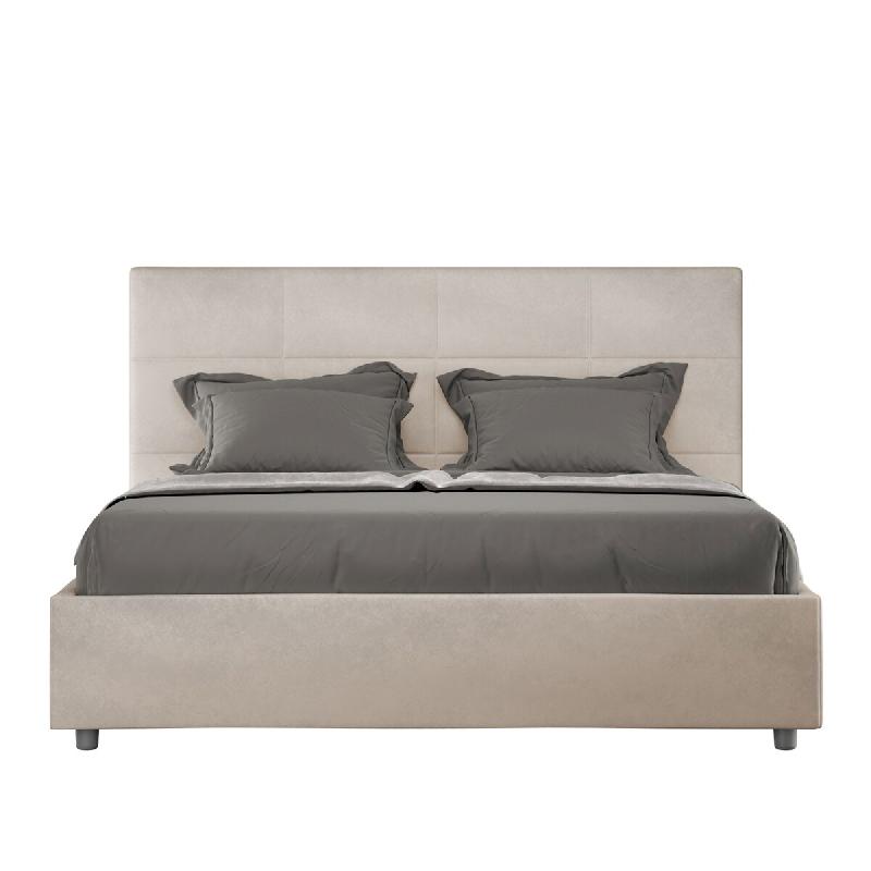 Lit Mika Avec Sommier Capitonné 160X200 Microfibre Sable - beige VE1620MIKA038-CR_0