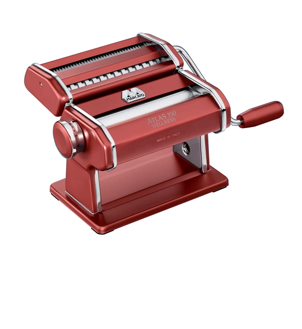 Machine à pâtes Marcato Atlas 150 rouge - laminage et découpe spaghettis, tagliatelles, nouilles_0