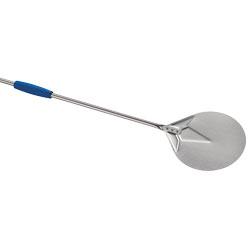 Petite pelle ronde en inox ø 200 mm - Tête emboutie - Manche avec poignée fixe et coulissante en plastique bleu - i-20_0
