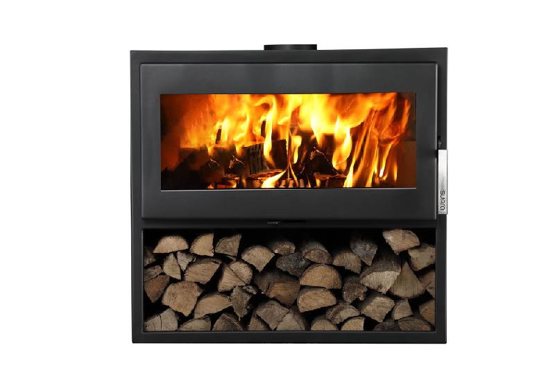 Poêle à bois Larry - acier horizontal - étanche - bûcher intégré - 8,5 kW - double combustion_0
