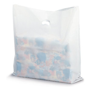SAC PLASTIQUE BLANC GRAND VOLUME À POIGNÉES DÉCOUPÉES 58 X 65 X 10 CM