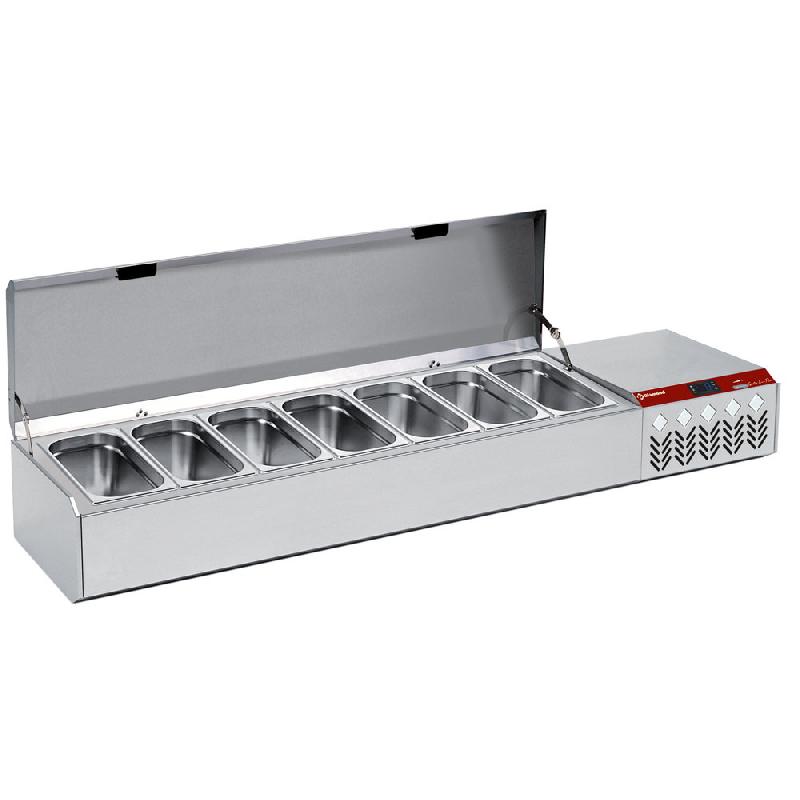 Saladette à ingrédient à poser gn 7x1/3 avec couvercle inox - PSY175G/CP9_0