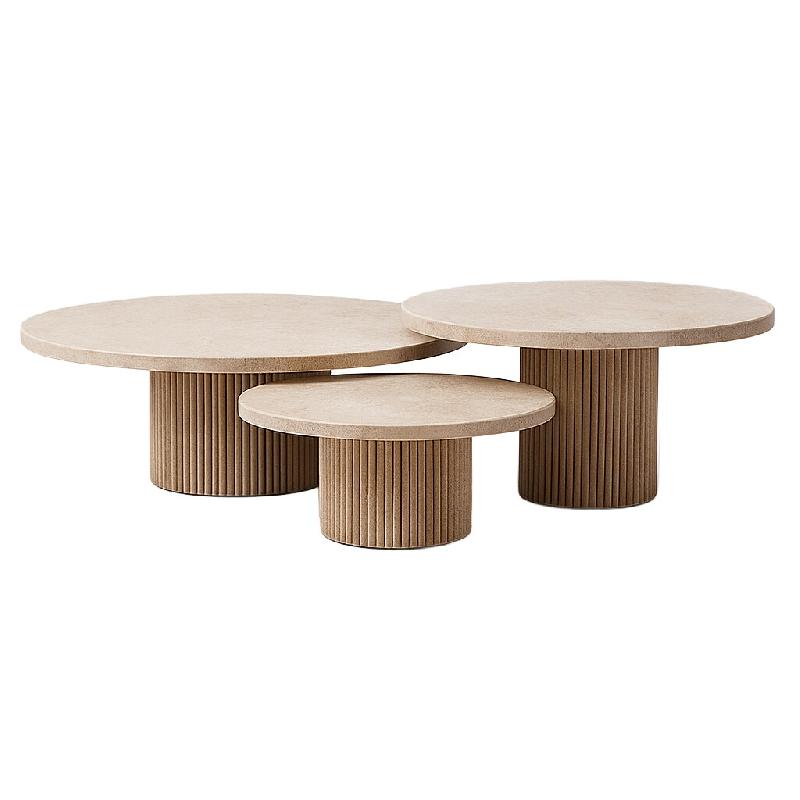 Stellameubles table basse triptyque en travertin - 3667335111251_0