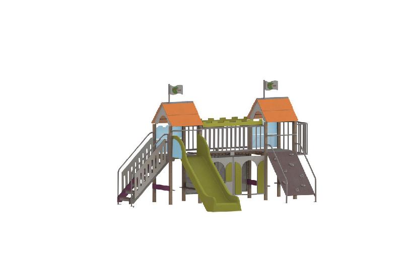 STRUCTURE CITADELLE REMPART - BOIS - SCELLEMENT - POLY - ORANGE/BLEU-WIKI CAT - MANUTAN COLLECTIVITÉS